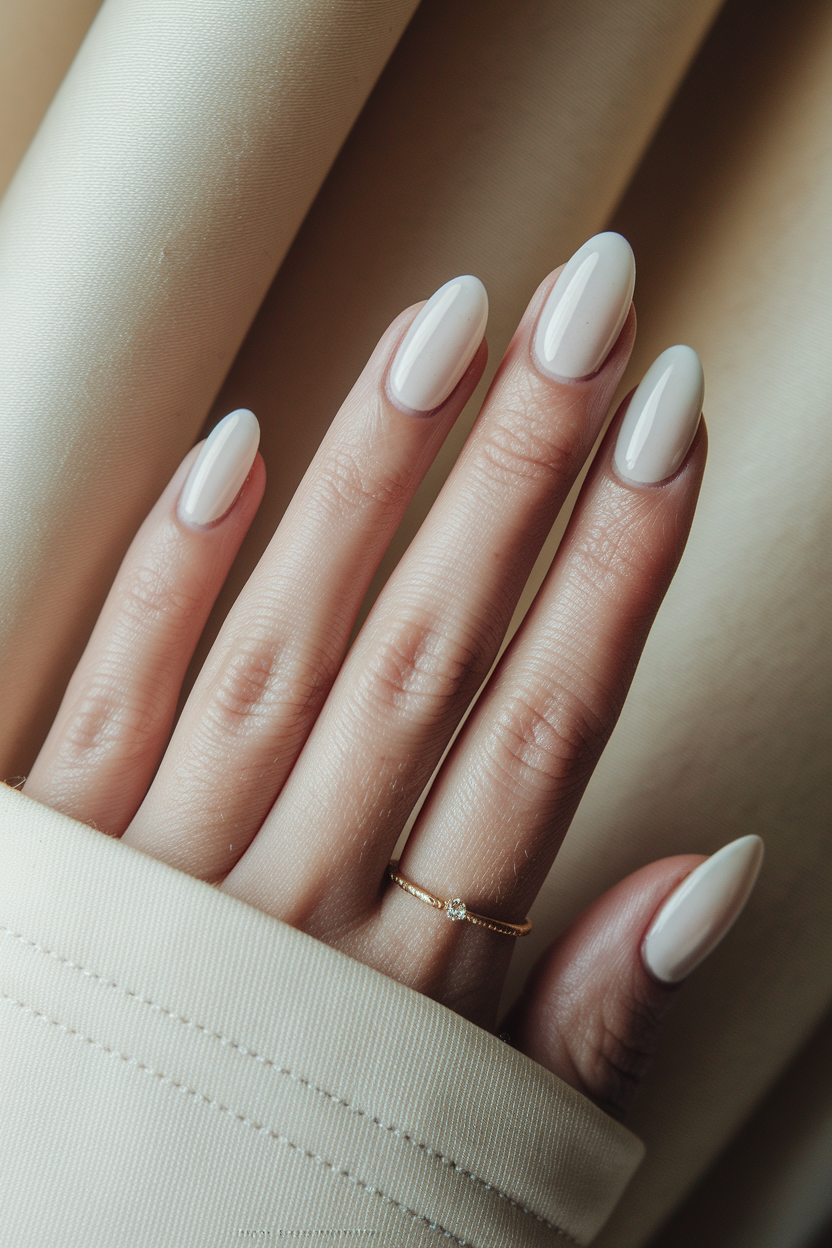 Milky White Short Nails