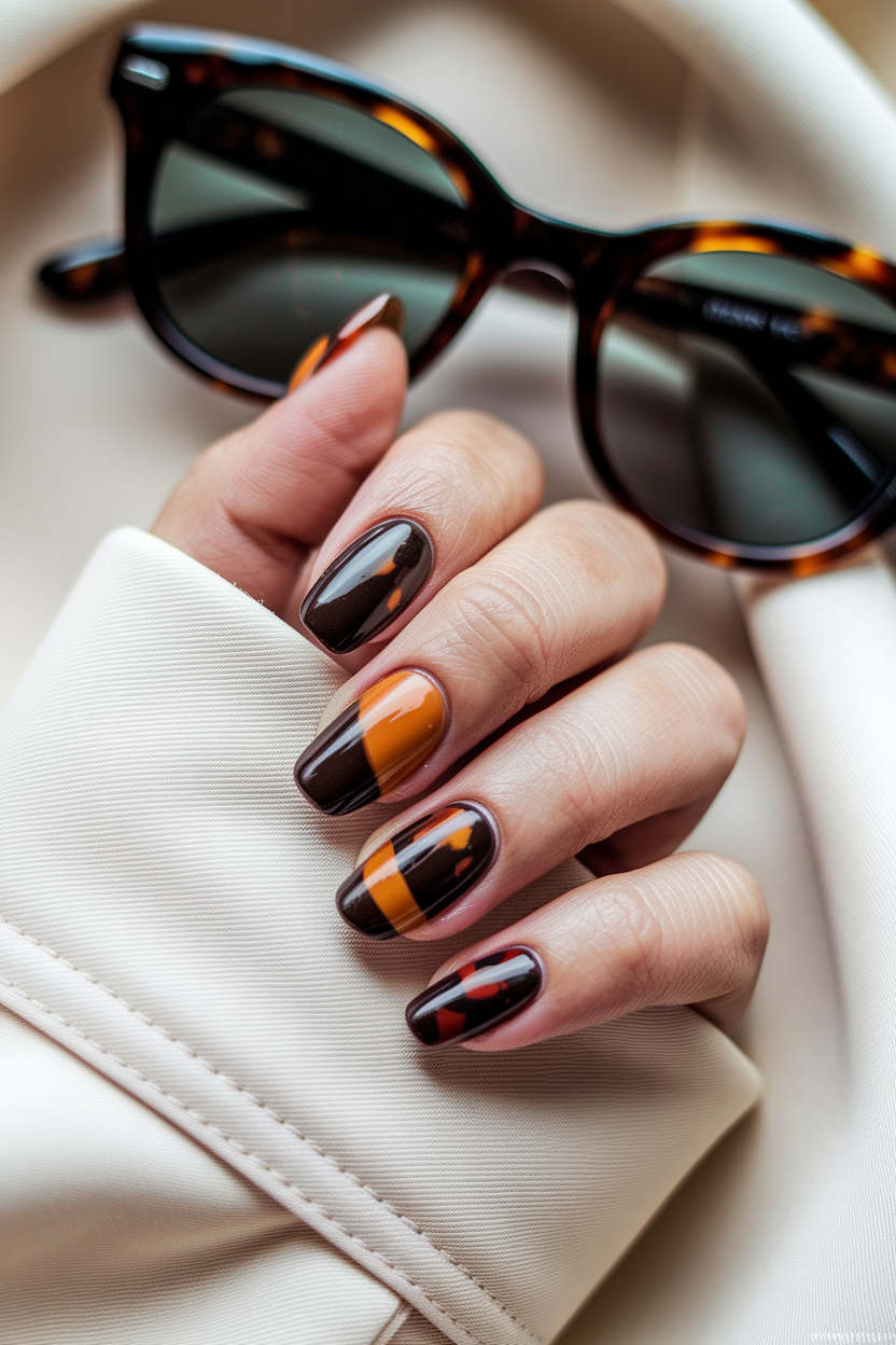 Tortoiseshell Accent Nails
