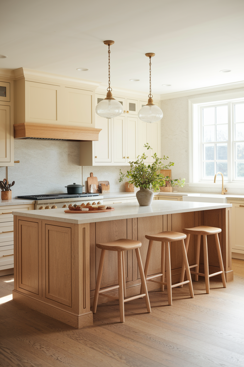 Add Warmth With a Natural Wood Island