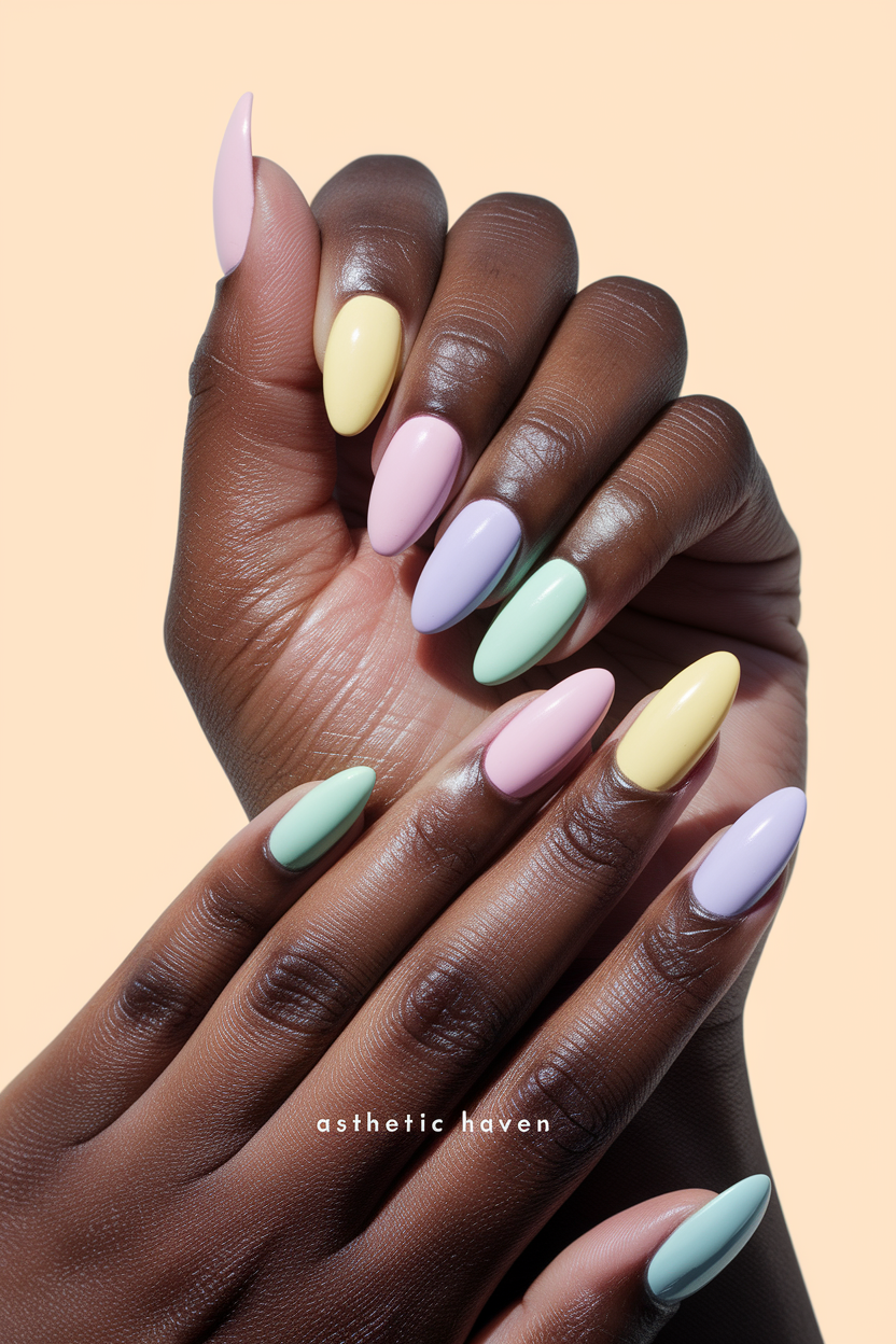 Mixed Pastel Nails