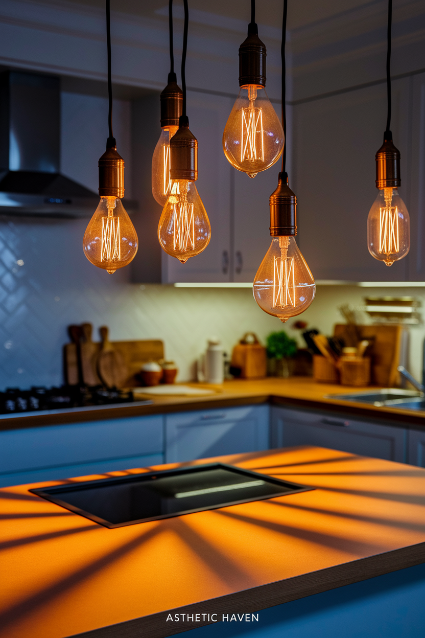 Exposed Edison Bulbs Over Work Areas