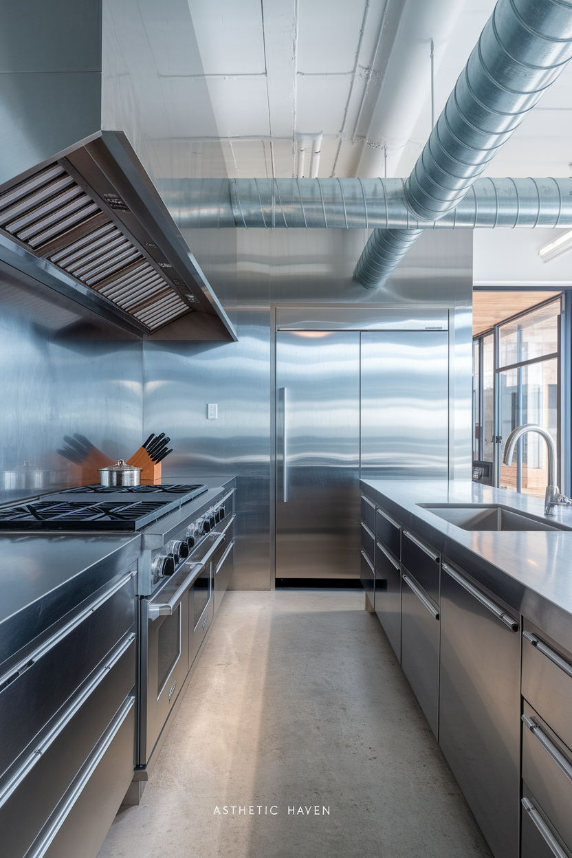 Cold Industrial Stainless-Steel Kitchens