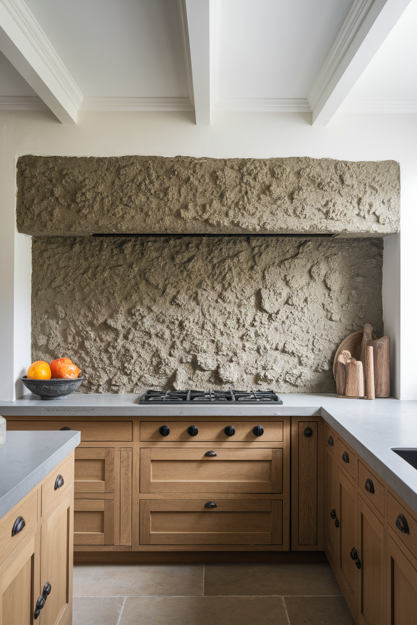 Over-Grouted Rustic Stone Backsplashes