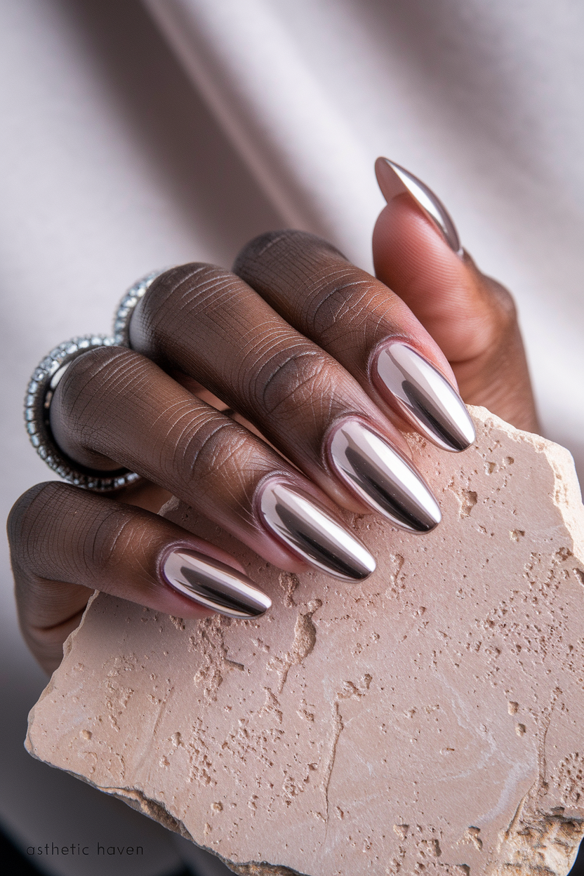 Nude Chrome Nails
