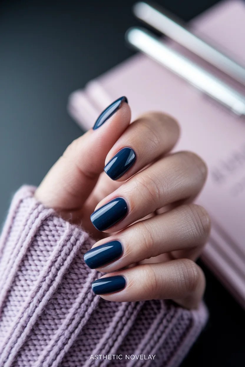 25 Cute Back to School Nail Ideas for a Stylish Semester 9 8. Abstract Navy Waves