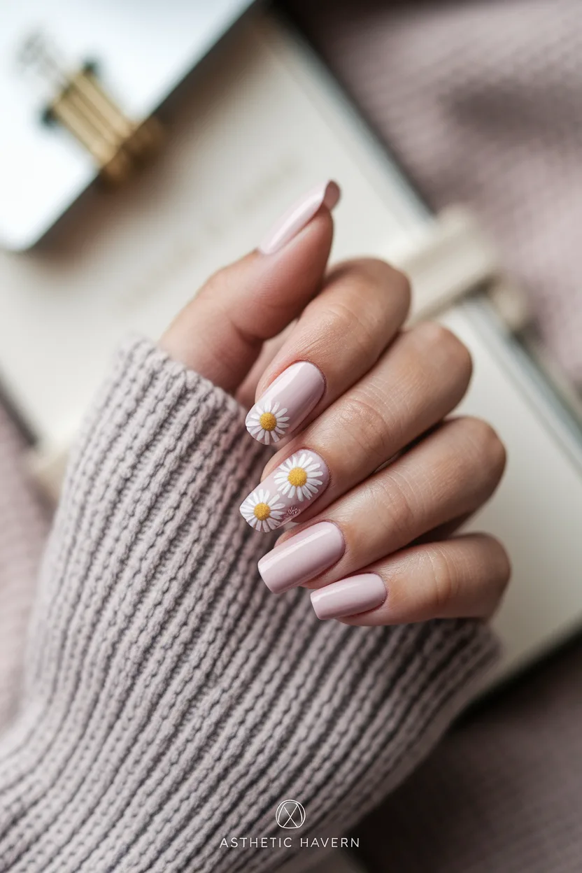 25 Cute Back to School Nail Ideas for a Stylish Semester 10 9. Dainty Daisy Florals