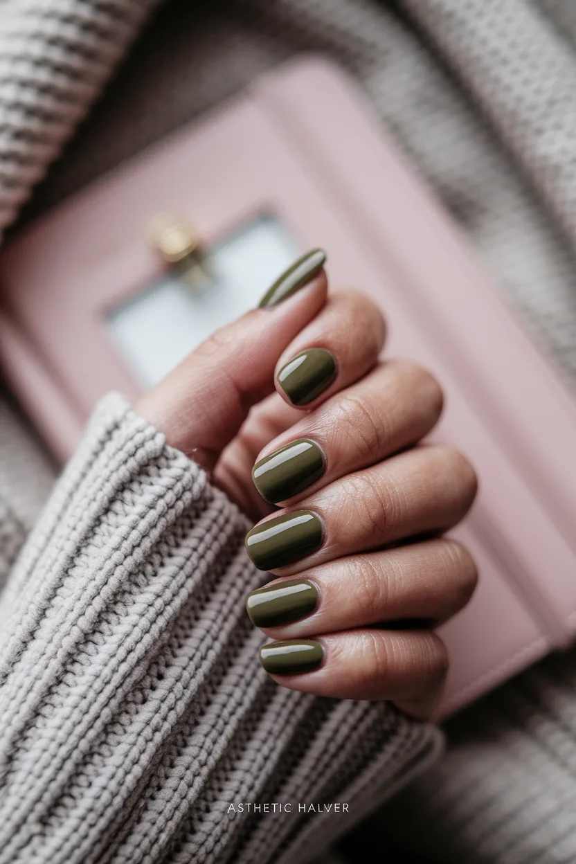 25 Cute Back to School Nail Ideas for a Stylish Semester 12 11. Olive Negative Space