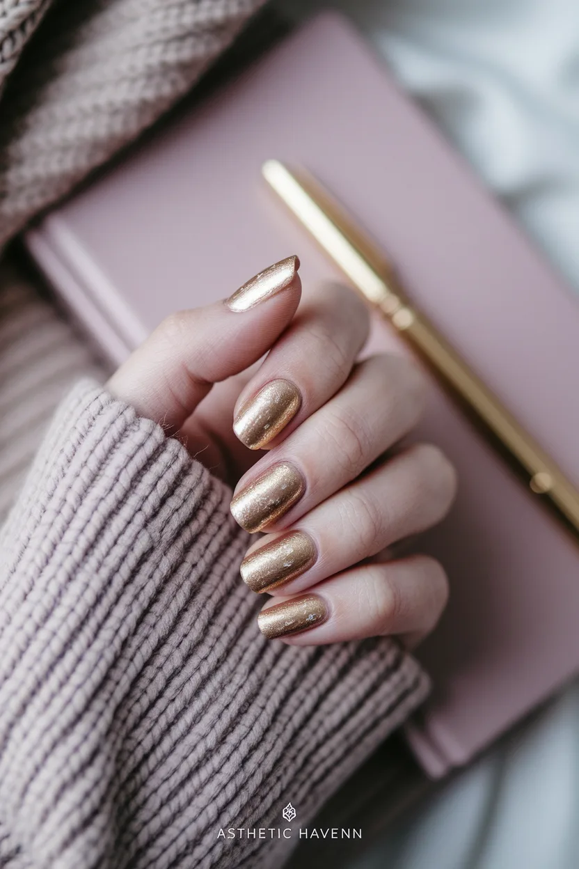25 Cute Back to School Nail Ideas for a Stylish Semester 17 16. Gold Foil Flakes