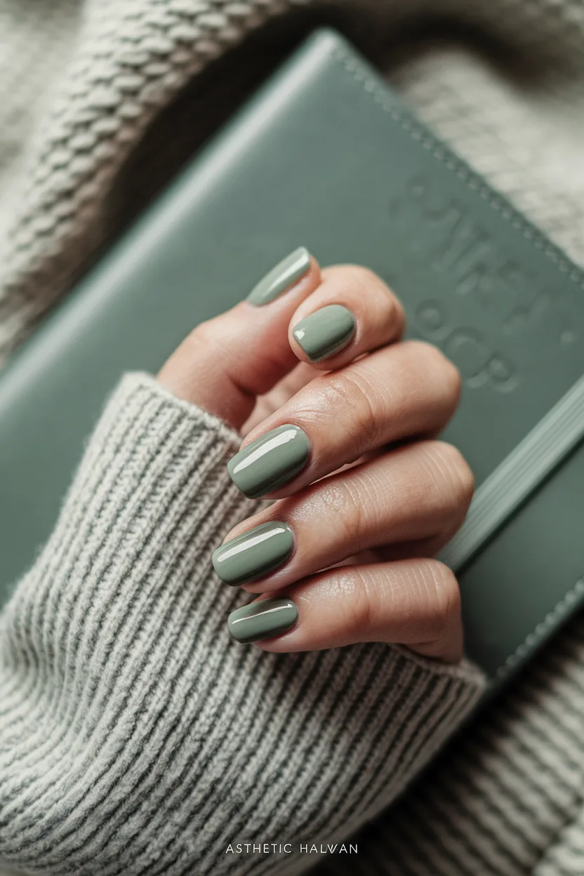 25 Cute Back to School Nail Ideas for a Stylish Semester 21 20. Muted Sage Greens