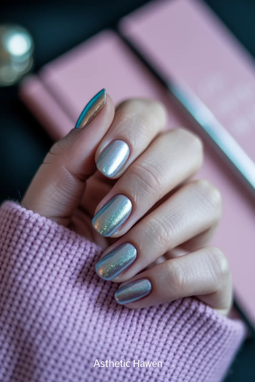 25 Cute Back to School Nail Ideas for a Stylish Semester 22 21. Mermaid Pearl Chrome