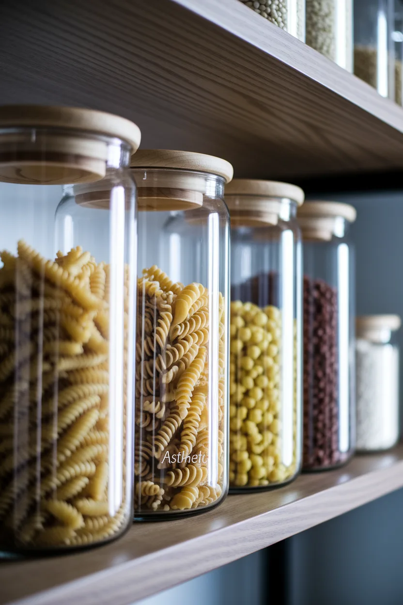 Airtight glass canisters for flour, sugar, and dry goods