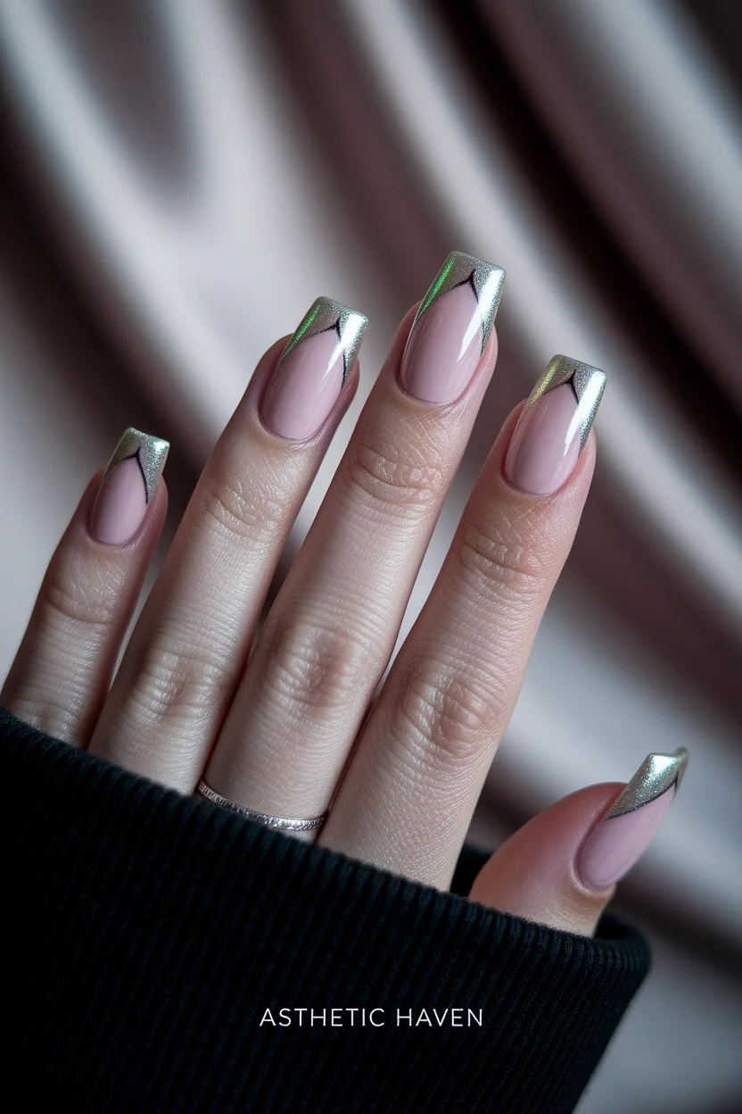 3. Micro French Tip Square Manicure