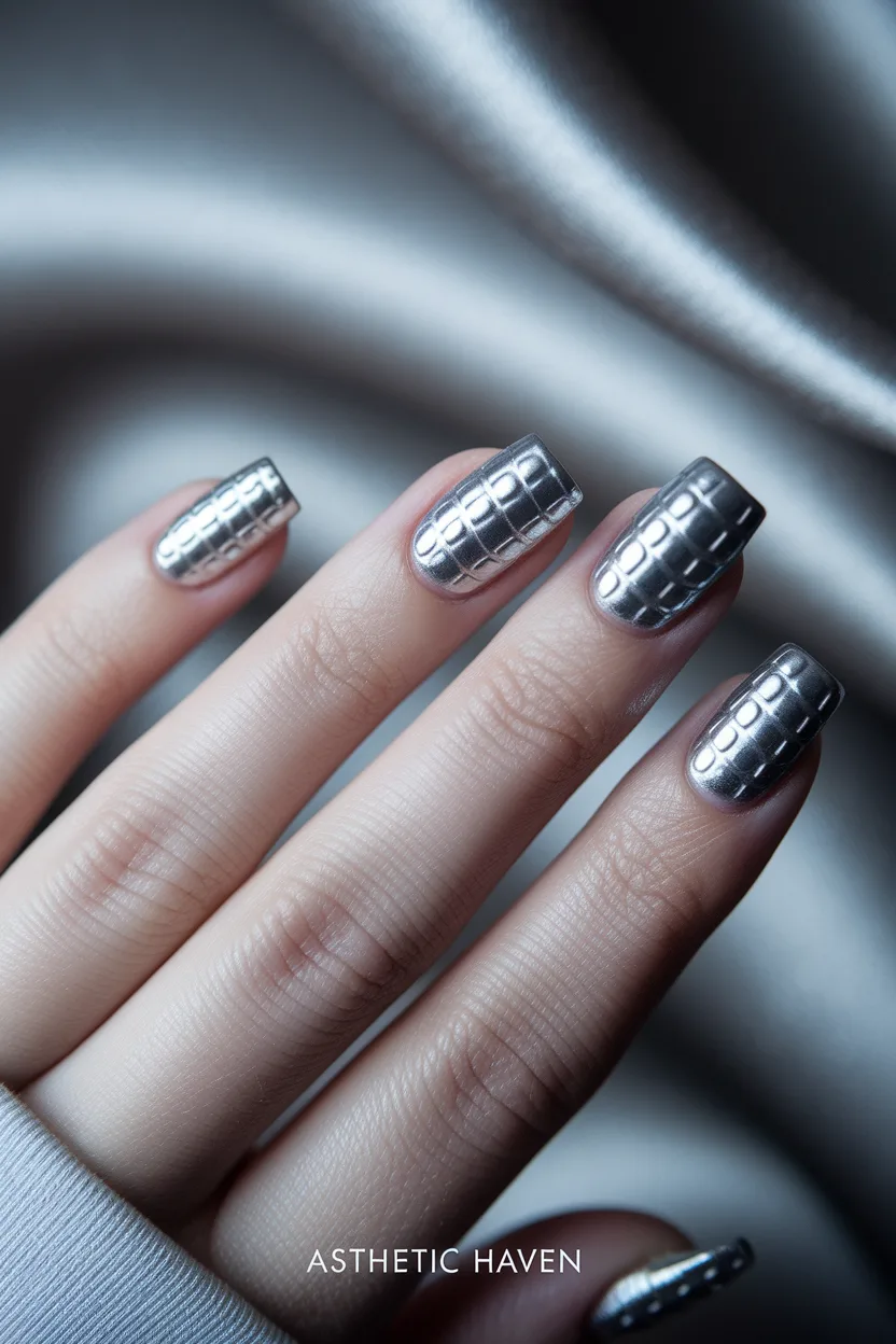 14. Retro Orange Swirl Abstract Square Nails