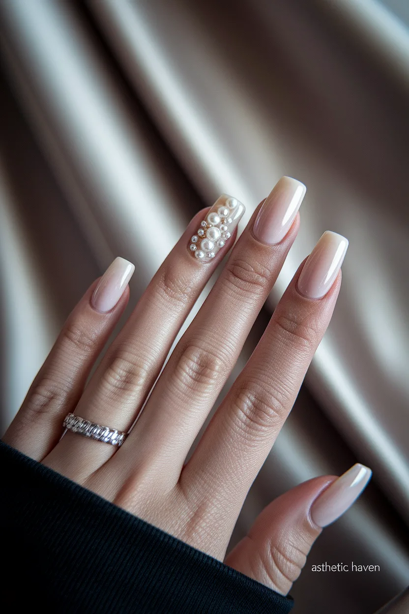 16. Smoky Grey Airbrushed Ombre Square Nails